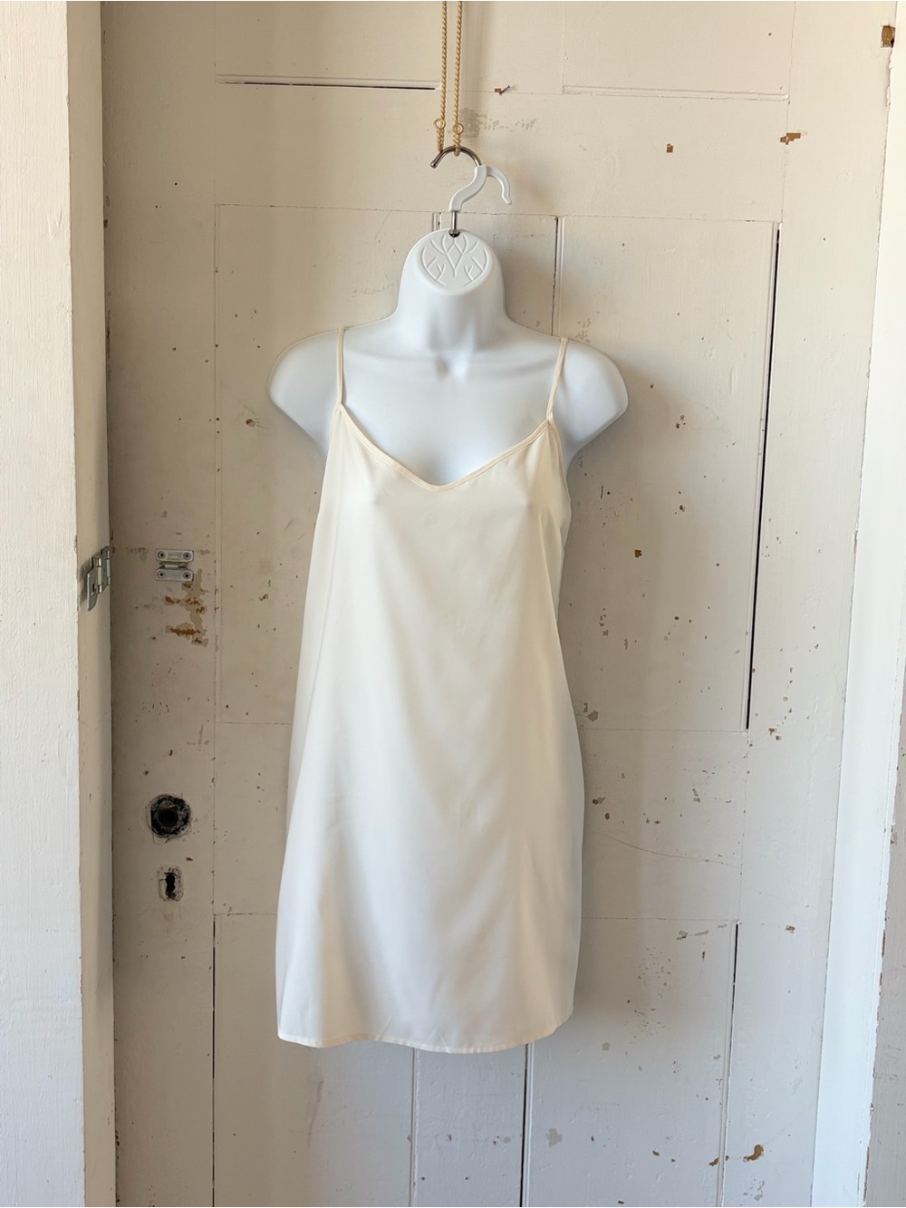 CeCe Ivory Silky Sheer Slip Dress with Adjustable Spaghetti Straps